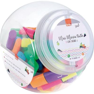Caneta Marca Texto BRW Mini Neon com Cheiro Pote com 48 Unidades