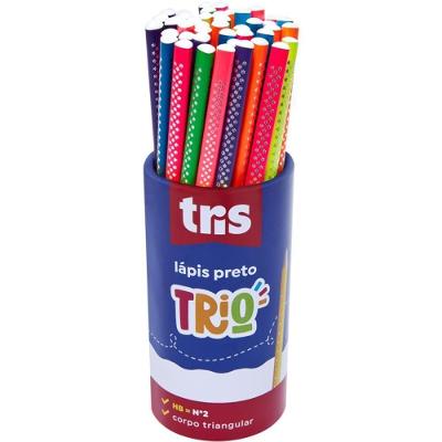 Lápis Preto Triangular Summit Trio Neon Traço HB 6 Cores