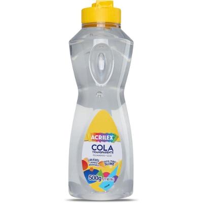 Cola Escolar Acrilex Transparente com Bico Aplicador 500g