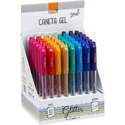 Caneta Gel Glitter BRW 1.0MM Cores Sortidas com Efeito Glitter