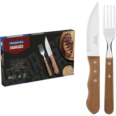 Jogo para Churrasco 15 Peças Aço Inox Polywood Castanho Tramontina