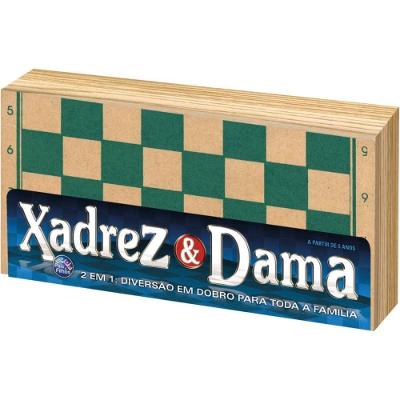 Jogo de Xadrez e Dama 2 em 1 Escolar Peças Plásticas Pais & Filhos
