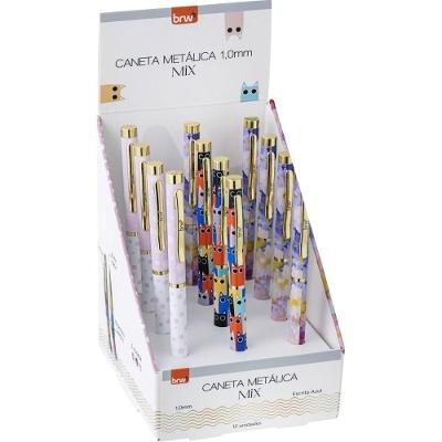Caneta Esferografica BRW Metalica Mix 1.0MM com 12 Unidades Dourado