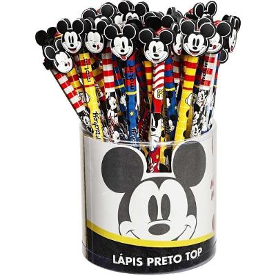 Lápis Preto Molin do Brasil Mickey HB Redondo com Borracha Ponteira 36 Unidades