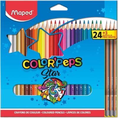Lápis de Cor Maped Color Peps Triangular 24 Cores e 3 Black Peps