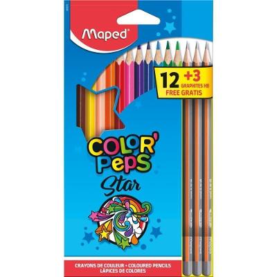 Lápis de Cor Maped Color Peps Triangular 12 Cores e 3 Grafite
