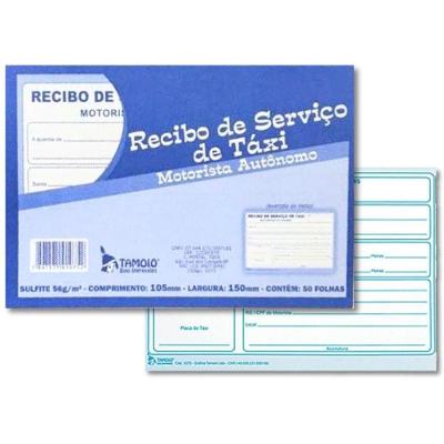 Recibo de Táxi Tamoio 50 Folhas 105x150mm Pacote com 20 Blocos