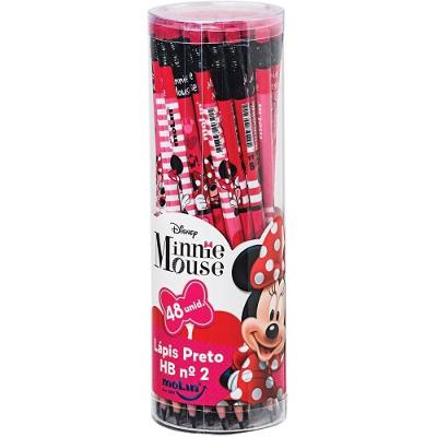 Lápis Molin do Brasil Minnie HB No2 Sextavado com Borracha 48 Unidades