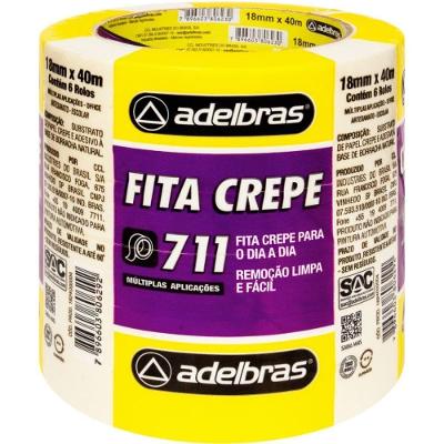 Fita Crepe 711 Pintura Imobiliária 18mmx40m sem Resíduos Adelbras