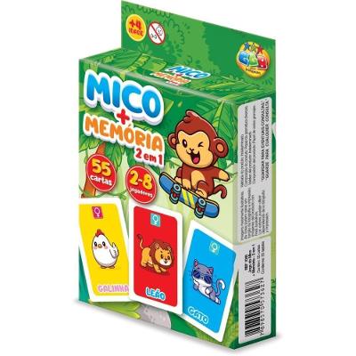 Jogo de Cartas Mico e Memória 2 em 1 55 Cartas 2 a 8 Jogadores GGB Plast