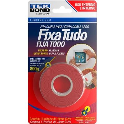 Fita Dupla Face Fixa Tudo Acrílica 19MM X 2M Uso Externo Cinza Tekbond
