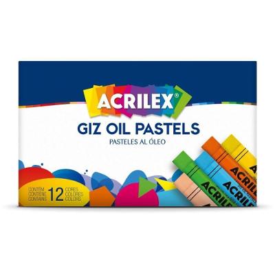 Giz Pastel Oleoso Acrilex 12 Cores com Estojo Artístico