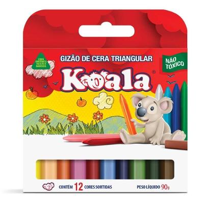 Giz de Cera Delta Gizão Koala Triangular 12 Cores 12 Caixas