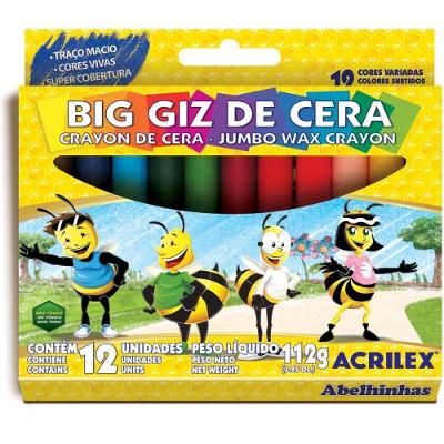 Giz de Cera Acrilex Gizão Big Giz 12 Cores Formato Redondo