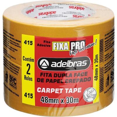 Fita Dupla Face Carpet Tape Papel Crepe com Adesivo Borracha 48MMx30M Adelbras