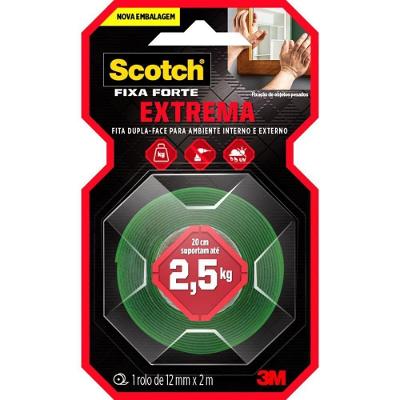 Fita Dupla Face Fixa Forte Fixação Extrema 2,5kg 12x2m Scotch 3M