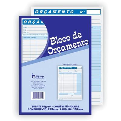 Impresso Administrativo Tamoio Orçamento 50 Folhas 157x215mm Pct com 20