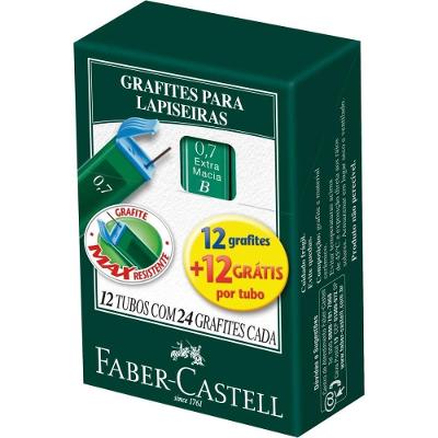 Grafite para Lapiseira Faber-Castell Polymer B 0.7MM 12 Tubos