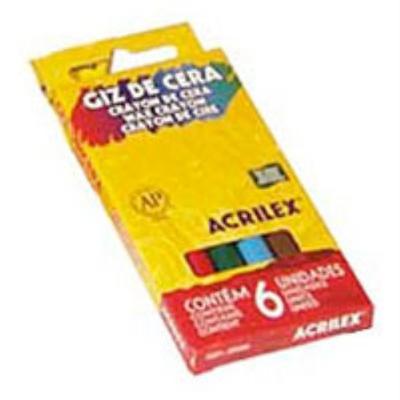 Giz de Cera Fino Acrilex 06 Cores Formato Anatômico 24g