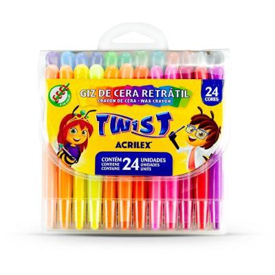 Giz de Cera Acrilex Jumbo Retrátil Twist com 24 Cores Estojo