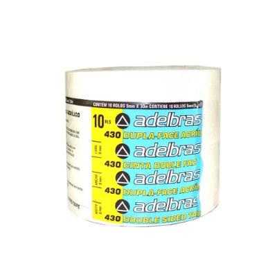 Fita Dupla Face Adelbras Polipropileno Biorientado 9MMx30M Branco