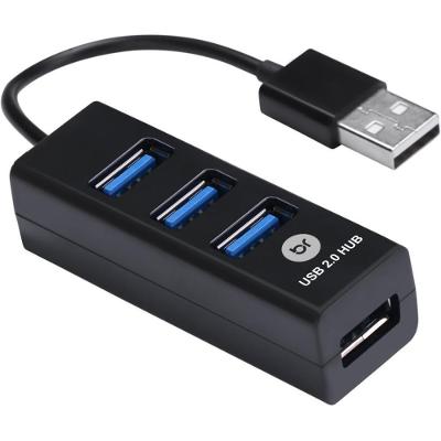Hub USB Mini 2.0 4 Portas 1 Entrada Preto Bright