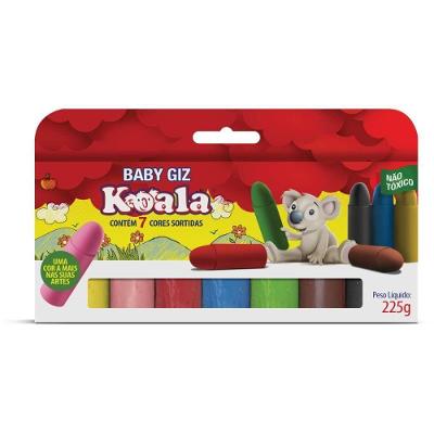 Giz de Cera Baby Giz Koala 07 Cores Formato Anatômico Delta