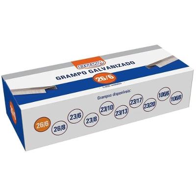 Grampo para Grampeador BRW 26-6 Galvanizado Aço Zinco 5000 Unidades