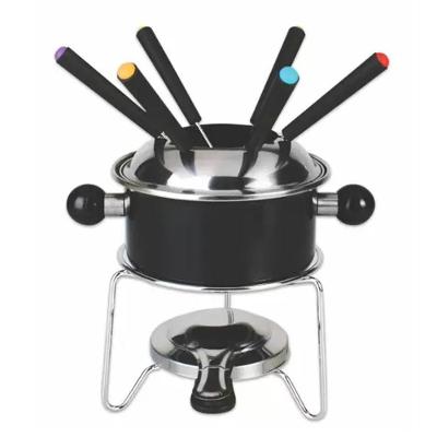 Conjunto Fondue Inox 1 Litro 10 Peças 6 Pessoas Chocolate Molhos