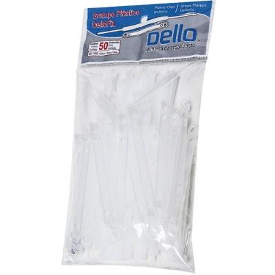 Grampo Trilho Plástico Dello Dellofix 50 Unidades Branco