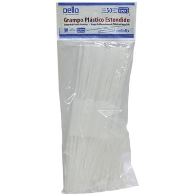 Grampo Trilho Plástico Dello Dellofix Estendido 50 Unidades Branco