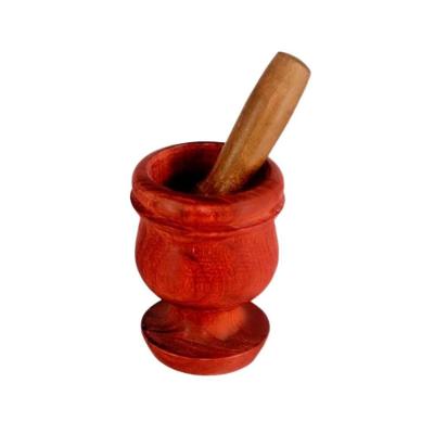 Pilão Grande de Madeira para Temperos 10x7CM Amadeirado Colher de Pau