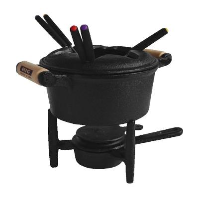 Panela de Fondue a Álcool em Ferro Fundido 18cm com Fogareiro e Espetos Rig Fundidos