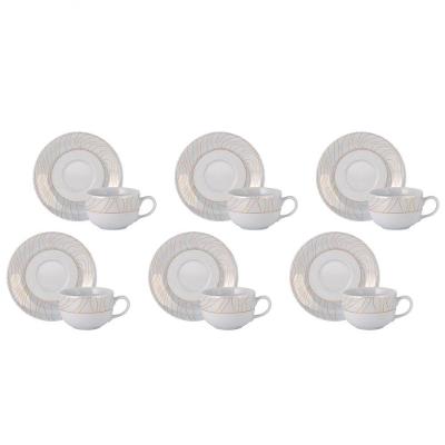 Conjunto De Xícara De Café Com Pires 06 Peças Golden Oak