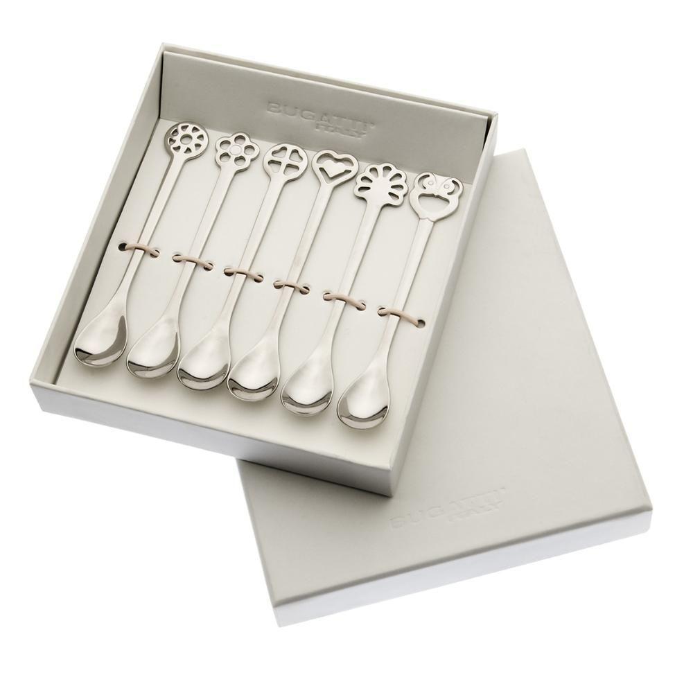 Conjunto De 6 Colheres Café Chá Prata Da Sorte Kiss Bugatti - 3