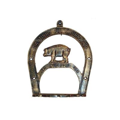 Porta Espeto Porquinho Alumínio Fundido 7 Unidades Decorativo Dourado Mard Metais