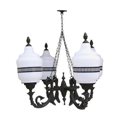 Lustre Colonial Versailes em Alumínio 04 Globos Luminárias N. Sra. da Guia