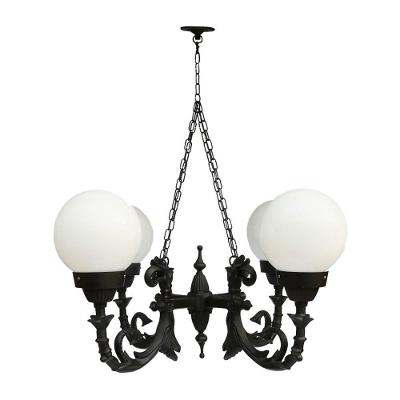 Lustre Colonial Paris Alumínio 04 Globos Luminárias N. Sra. da Guia