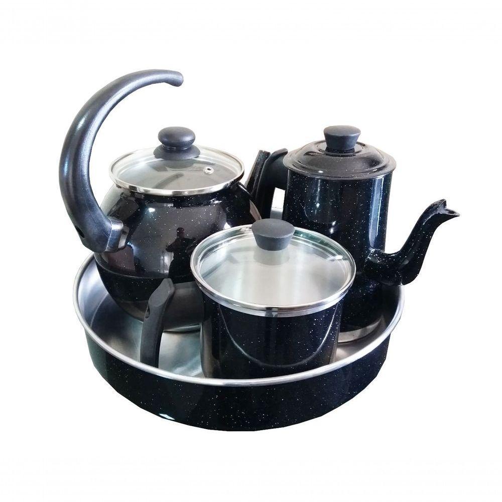 Jogo De Café Completo Grande 4 Peças Preto Pigmentad Docesar - 1