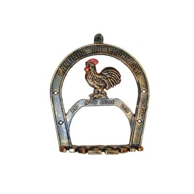 Porta Espeto Galo Alumínio Fundido Capacidade 7 Decorativo Dourado Mard Metais