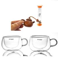 Jogo Chá 2 Xícaras Com Alça 200ml Bugatti E Infusor De Chá - 2