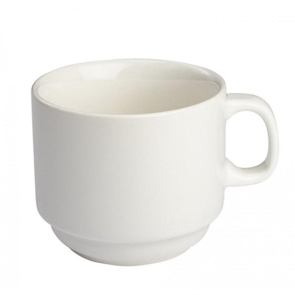 Jogo De Xícara De Chá Empilhável 200 Ml Porcelana Branca - 1