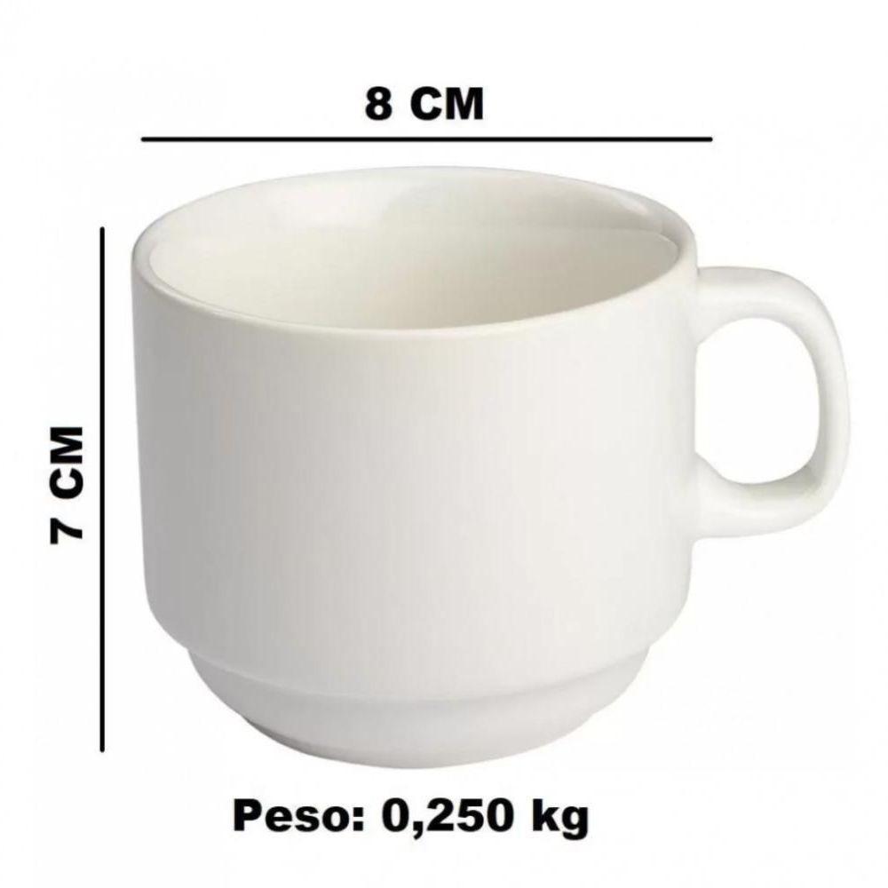 Jogo De Xícara De Chá Empilhável 200 Ml Porcelana Branca - 4
