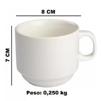 Jogo De Xícara De Chá Empilhável 200 Ml Porcelana Branca