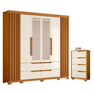 Guarda Roupa Casal Doble Sole 6 Portas de Bater 4 Gavetas MDP Cinamomo Off White