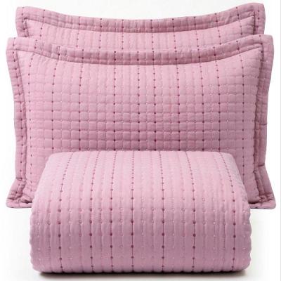 Kit Cobre Leito Flick Matelado Bordado King 3 Peças Percal Malva Lilly Home Enxovais