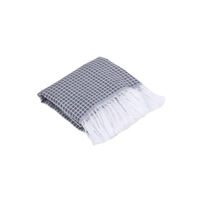 Manta Xale Chess Jacquard para Sofá Decoração e Proteção Grafite Lilly Home Enxovais