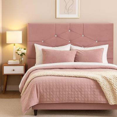 Cabeceira Queen Camboriú Estofada no Box Suede Rosê Online Confort
