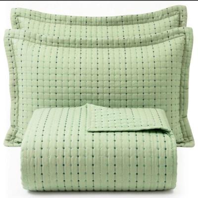 Kit Cobre Leito Casal Flick Matelado Bordado 3 Peças Percal 100% Poliéster Verde