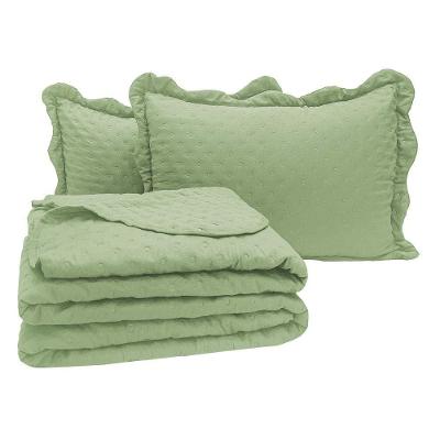 Kit Cobre Leito Casal Vitoria 3 Peças Percal 300 Fios Dupla Face Pistach
